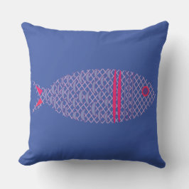 Blauw marine kustvispatroon kussensloop kussen