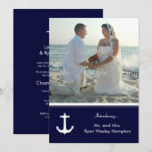 Blauw marine na-wedding foto uitnodigingen (Voorkant / Achterkant)