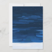 Blauw marine nachthemel. Modern geschilderd huweli Kaart (Achterkant)