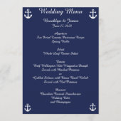 Blauw marine nautische trouwmenu aangepaste uitnod menu (Voorkant)