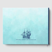 Blauw-marine nautische wind zeilboot 2 gast boek (Achterkant)