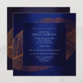 Blauw Marine Roze Rose Goud Verjaardagsfeest Kaart (Voorkant / Achterkant)