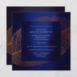 Blauw Marine Roze Rose Goud Verjaardagsfeest Kaart