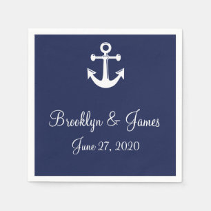 Blauw marine servetten met anker voor een zeemansb