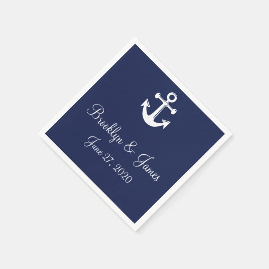 Blauw marine servetten met anker voor een zeemansb (Hoek)