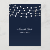 Blauw marine snoerlichten modern chic Save the Dat Aankondigingskaart (Voorkant)