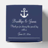 Blauw marine trouwgunstdoos met witte anker bedankdoosjes (Bovenkant)