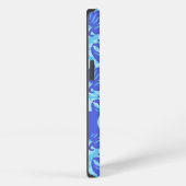 Blauw Marine Turquoise Moderne Damast Monogram Op  iPhone Hoesje (Rechterkant)