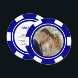 Blauw marine Vegas Poker Chip Trouwfeest Kaart<br><div class="desc">Verblind je vrienden en familie door ze deze uitnodigingen voor je trouwfeest in blauw marine en wit te sturen. Ze kijken reikhalzend uit om bij dit feest te zijn!</div>