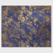 Blauw Marine Warm Goud Bloemen Grungy Shabby Chic Cadeaupapier (Vlak)