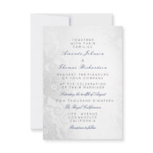 Blauw marine zilver grijs kant bloem bruiloft