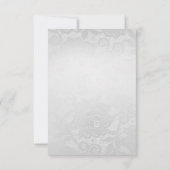 Blauw marine zilver grijs kant trouw bloemig kaart (Achterkant)