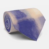 Blauw marineblauw beige tartan plaid waterverf mod stropdas (Opgerold)
