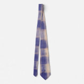 Blauw marineblauw beige tartan plaid waterverf mod stropdas (Achterkant)