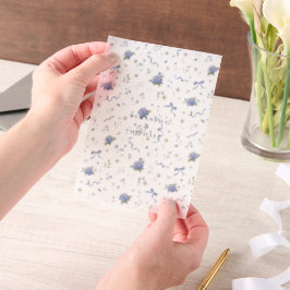 Blauw marineblauw modern minimalistisch bloemig hu vellum uitnodigingen
