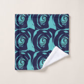 Blauw marineblauw Roos bloemmotief Bad Handdoek (Wasdoekje)