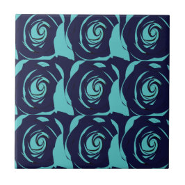 Blauw marineblauw Roos bloemmotief Tegeltje