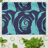 Blauw marineblauw Roos bloemmotief Theedoek (Gevouwen)