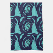 Blauw marineblauw Roos bloemmotief Theedoek (Verticaal)