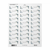 Blauw marinebloem bruiloft retouradreslabel etiket (Full Sheet)