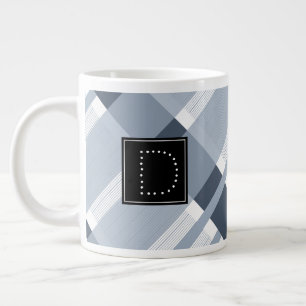 Blauw marinebroek plaid gestreepte patroon monogra grote koffiekop
