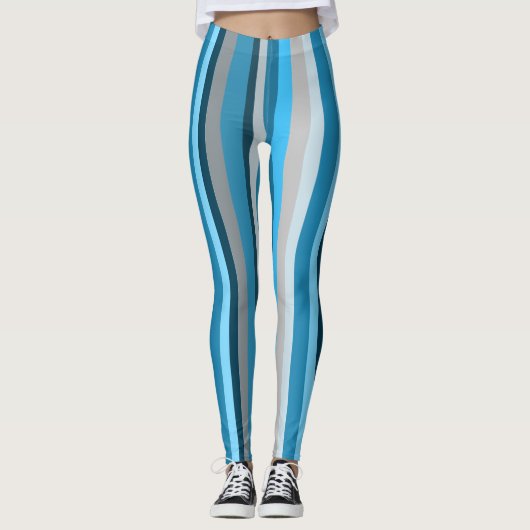 Blauw marinebruine verticale gestreepte leggings (Voorkant)