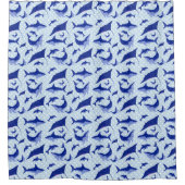 Blauw marineleven douchegordijnen (Voorkant)