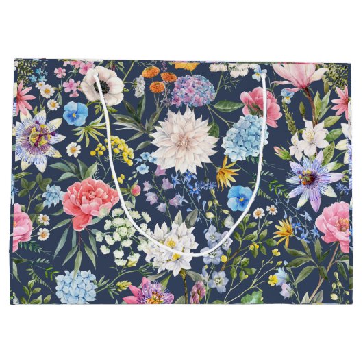  blauw marinepatroon Modern Birthday Groot Cadeauzakje (Achterkant)