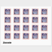 Blauw marineschip Roos Dank u wel Crystal Glitter Vierkante Sticker (Vel)