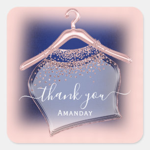 Blauw marineschip Roos Dank u wel Crystal Glitter Vierkante Sticker