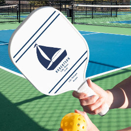 Blauw maritiem familienaam meerhuis pickleball paddle