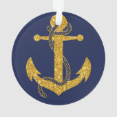 Blauw maritiem kerstornament cirkelanker ornament (achterkant)