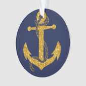 Blauw maritiem kerstornament cirkelanker ornament (voorkant)