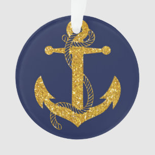 Blauw maritiem kerstornament cirkelanker ornament