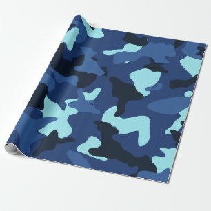 Blauw maritiem leger camouflagepatroon cadeaupapier