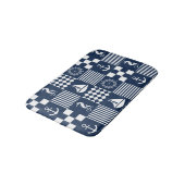 Blauw maritiem patroon badmat (Gekanteld)