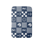 Blauw maritiem patroon badmat (Voorkant Verticaal)