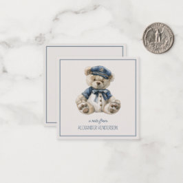 Blauw maritiem persoonlijk babybeertje notitiekaartje