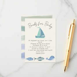 Blauw maritiem thema voor baby jongens shower informatiekaartje