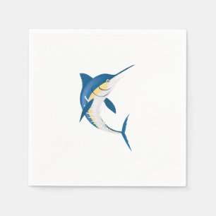 Blauw marlijn maritiem servet