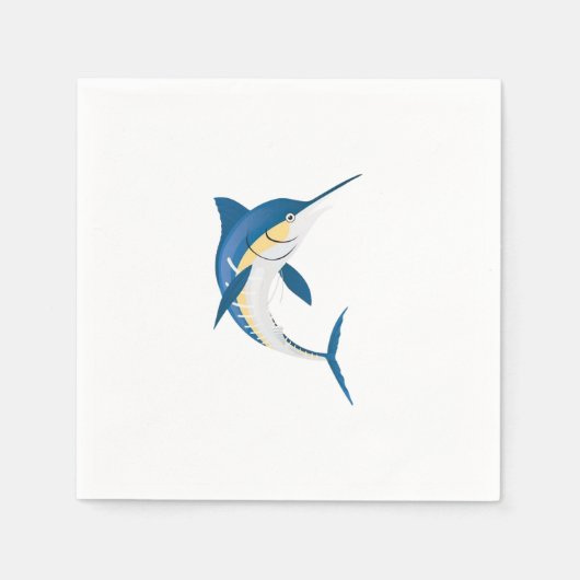 Blauw marlijn maritiem servet (Voorkant)