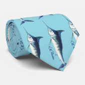 Blauw marlijn patroon stropdas (Opgerold)