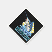 blauw-marlijn-vis-tshirt-met-karton-karakter servet (Hoek)