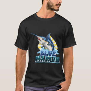 blauw-marlijn-vis-tshirt-met-karton-karakter t-shirt