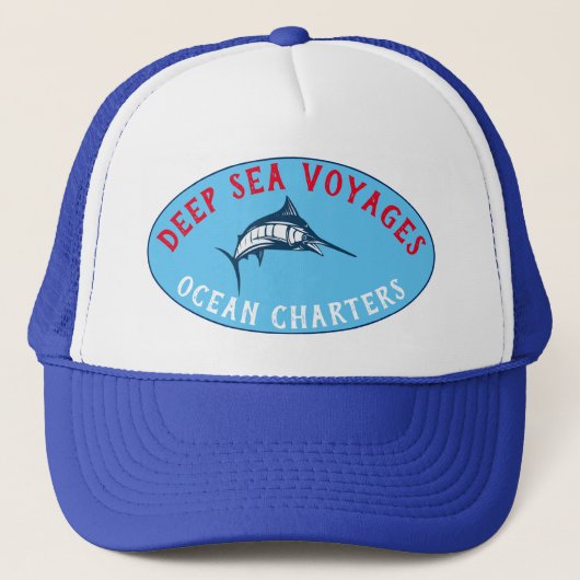 Blauw Marlin Charter/Ocean Tournament Trucker Pet (Voorkant)