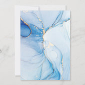 Blauw marmer abstract baby shower kaart (Achterkant)