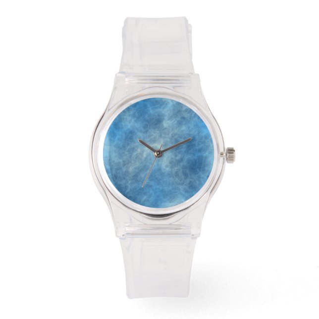 Blauw Marmer Abstract Horloge (Voorkant)
