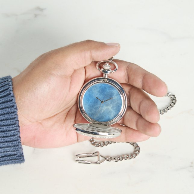 Blauw Marmer Abstract Horloge (Hand)