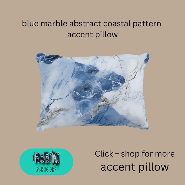Blauw marmer abstract kustpatroon accent kussen (blue marble abstract coastal pattern accent pillow)