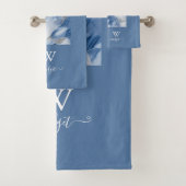 Blauw marmer abstract kustpatroon bad handdoek (Insitu)